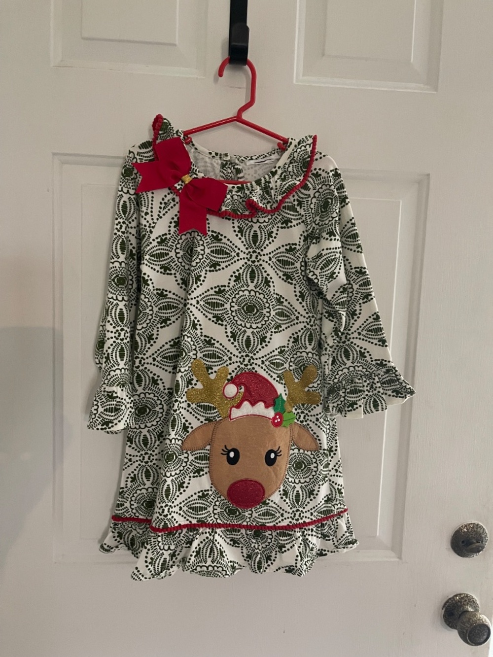 Girls Christmas dress with Reindeer by Counting Daisies